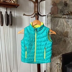 L.L. Bean Down Puffer Teal and Yellow Kids Vest
